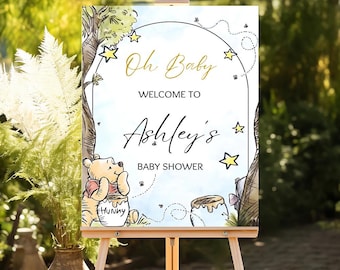 Winnie The Pooh Baby Shower Welcome Sign: Printed Poster