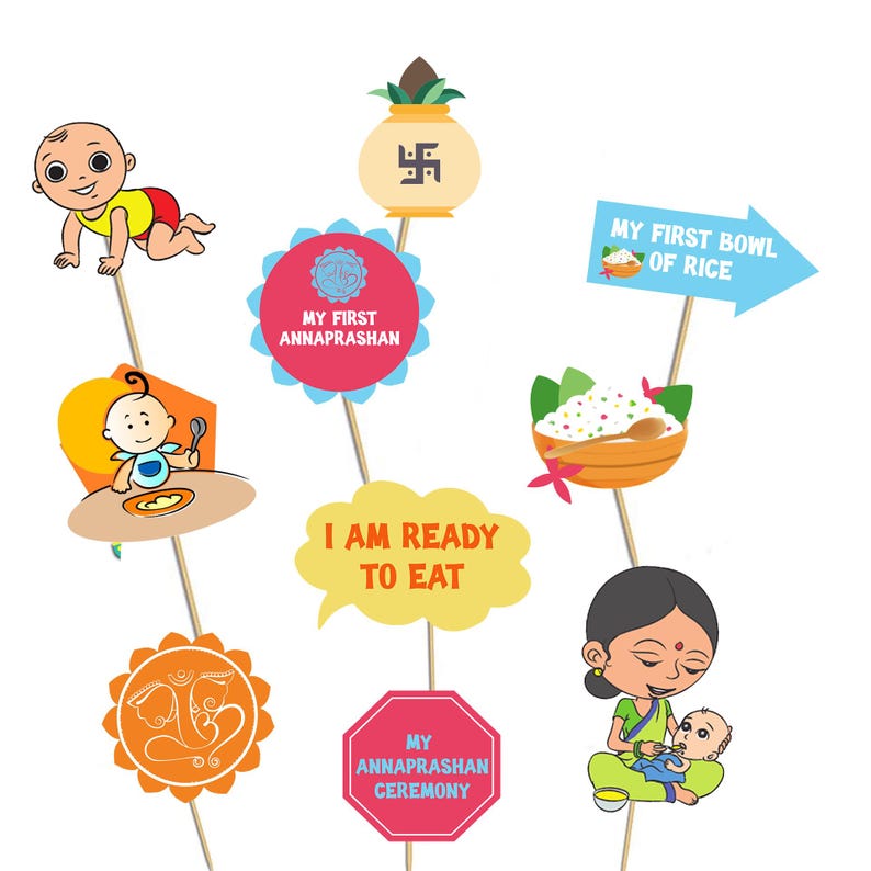 Digital Annaprashan Photo Booth Props: Rice Ceremony DIY (PDF) - Etsy