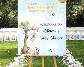 Winnie The Pooh Baby Shower Welcome Sign: Classic Bear Theme