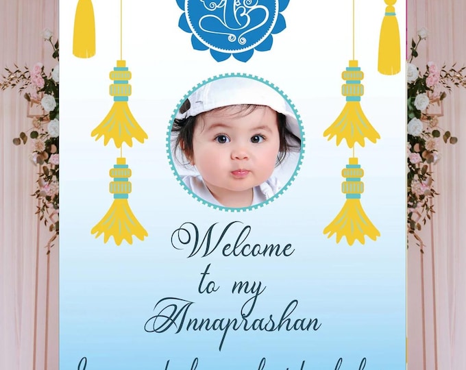 Yellow Rice Ritual Poster Annaprashan Sign & First Rice Feeding Sign, Rice Ceremony Sign as ...