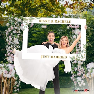 Wedding Customized  Selfie  Photo Frame |Photo Prop for Wedding Party|  Wedding Party Photo Booth Sign  Custom Printed - Ready to Use
