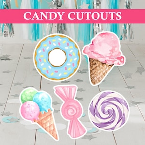 Candyland Party Decoration Cutouts | Candy Theme Birthday Cutouts | Ice cream Donut  Theme Party Birthday Decoration Cutouts or Prop