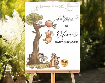Winnie The Pooh Baby Shower Welcome Sign: Classic Bear Theme