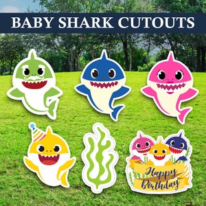 Recortes decorativos de tiburón bebé / Recortes de cumpleaños de tiburón / Recortes o accesorios de decoración de cumpleaños para fiestas temáticas de tiburones bebé
