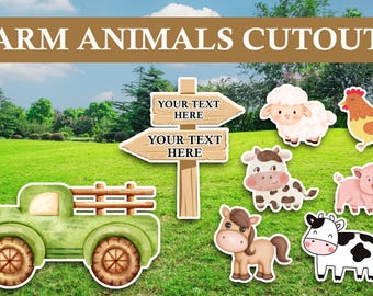 Farm Animals Cutout Set: Barnyard Birthday Party Decoration