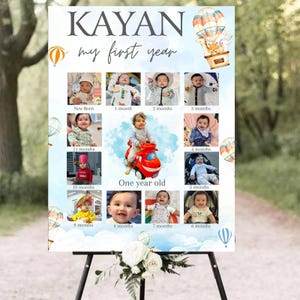 Panneau d'anniversaire important, planche de la première année de bébé, planche d'étape importante du 1er anniversaire, panneau de collage de photos du 1er anniversaire