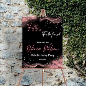 50th Birthday Customized Welcome Board | Welcome Signage for 50th Birthday Party | Personalized Welcome Sign Board for 50th Birthday