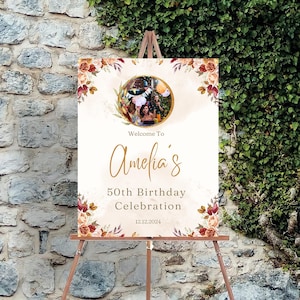50th Birthday Customized Welcome Board | Welcome Signage for 50th Birthday Party | Personalized Welcome Sign Board for 50th Birthday