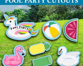 Pool Party Cutouts: Summer Birthday Decorations
