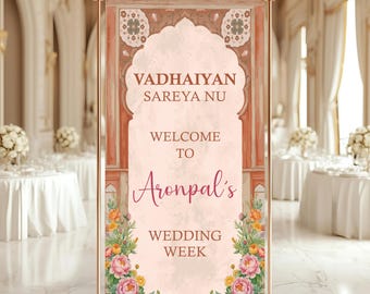 Personalized Punjabi Wedding Welcome Sign: Indian Wedding Decor (Digital File Only)