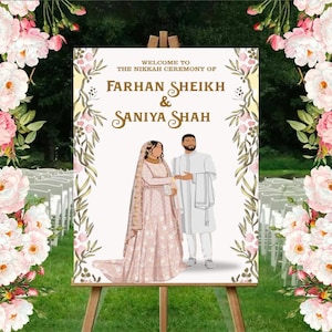 Islamic Nikkah Sign,  Muslim Wedding Welcome Sign Board,  Nikkah Welcome Poster,  Muslim Wedding Ceremony Decor