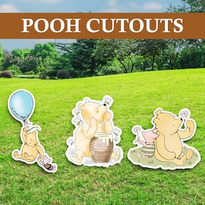 Baby shower de Winnie the Pooh, soporte de apoyo recortable grande de oso de miel, decoración recortable de Pooh