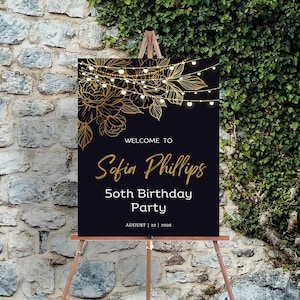 50th Birthday Customized Welcome Board | Welcome Signage for 50th Birthday Party | Personalized Welcome Sign Board for 50th Birthday