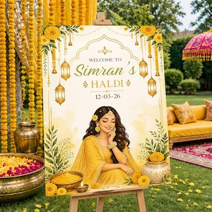 Personlig välkomstskylt för indisk Haldi-ceremoni