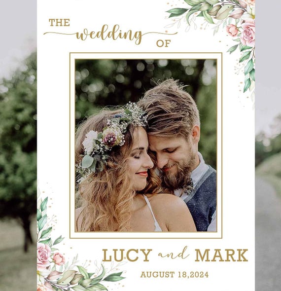 Custom Wedding Photo Booth Frame: Personalized Selfie Prop