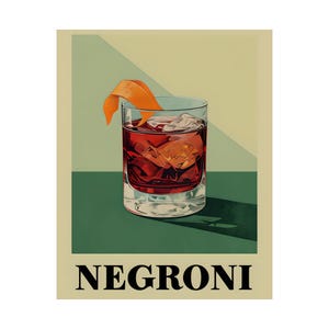 Negroni Cocktail Poster – Vintage Style Italian Drink Print for Bar or Kitchen, Retro Aperitivo Wall Art (Digital Download)