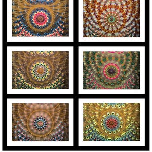 Op caleidoscoop geïnspireerde fotowenskaarten – set van zes kaarten van 5 x 7 met unieke fotoprint van 4 x 6, set nr. 11
