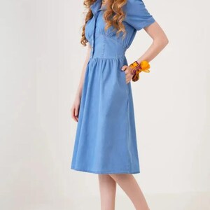 DENIM SHORT DRESS WITH ELASTIC SLEEVES