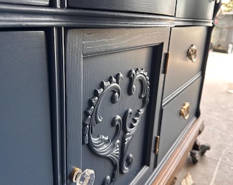 Lexington Dresser w/one nightstand. - Navy Blue Walnut stain base