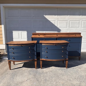 Navy Blue Dresser and Nightstand Set - Etsy