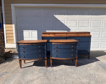 Navy Blue A.R.T Furniture set (Dresser & 2 nightstands) w/Honey stain Free shipping