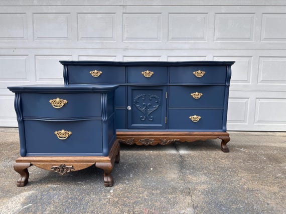 blue dresser and nightstand set Lexington W/one Nightstand. - Navy Walnut Stain Base june50 India Closet (@indiacloset) • Color:Ocean Blue* And offer plenty of