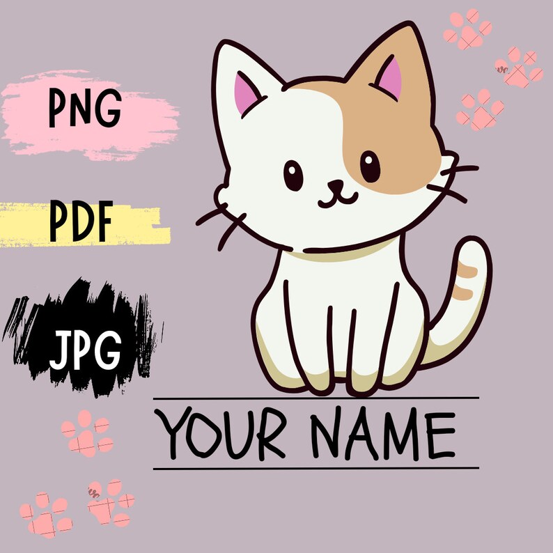 Cute Cat Layered PNG Cut File Name Label Frame Monogram Cutting File ...