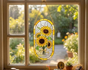 Stained Glass Birth Flower Bouquet Window Hanging, Grandma’s Garden, 60th 70th 80th 90th Birthday Gift