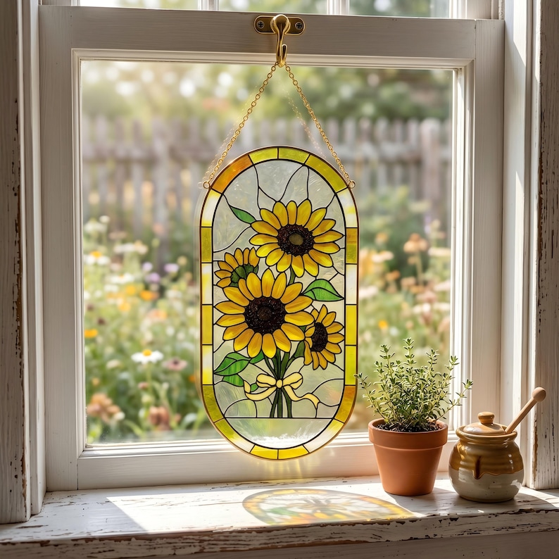 Stained Glass Poppy Suncatcher, Vibrant Floral Window Hanging, Housewarming Gift for New Home, Poppy Flower Decor image 10