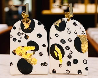 Handmade Polka Dot Polymer Clay Earrings – Modern Statement Earrings