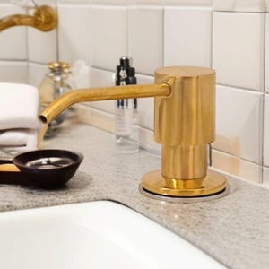Solid Unlacquered Brass Soap Dispenser | Vintage Kitchen & Bathroom Dispenser | Antique brass pump