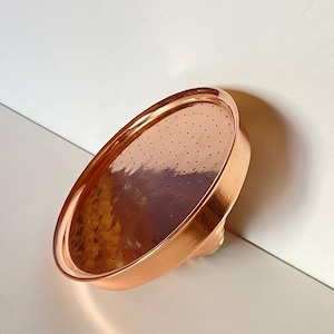 Unlacquered Solid Copper Rain Shower Head, Large Round Handcrafted Vintage Showerhead, Works Outdoor