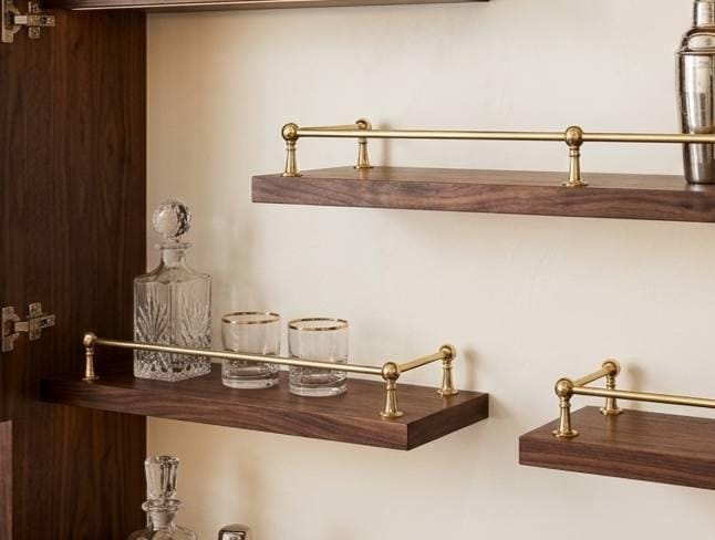 Unlacquered Solid Brass Gallery Rail Kitchen Shelf Rail With Posts ...