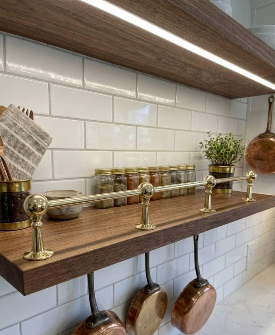 Unlacquered Solid Brass Gallery Rail Kitchen Shelf Rail With Posts ...