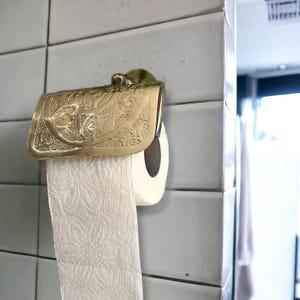 Intricato porta carta igienica in ottone marocchino - Fatto a mano ed elegante