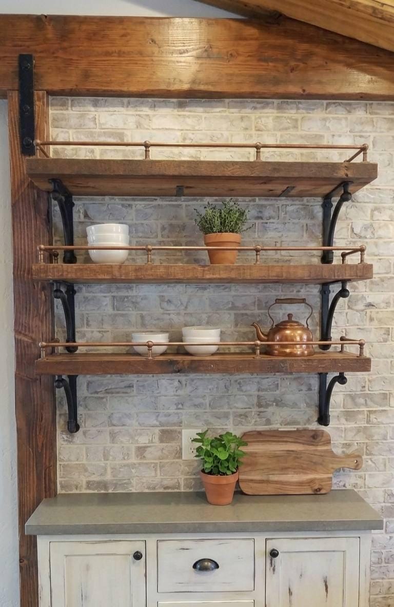 Solid Copper Gallery Rail Handmade Shelf Guard Rail for Kitchen ...