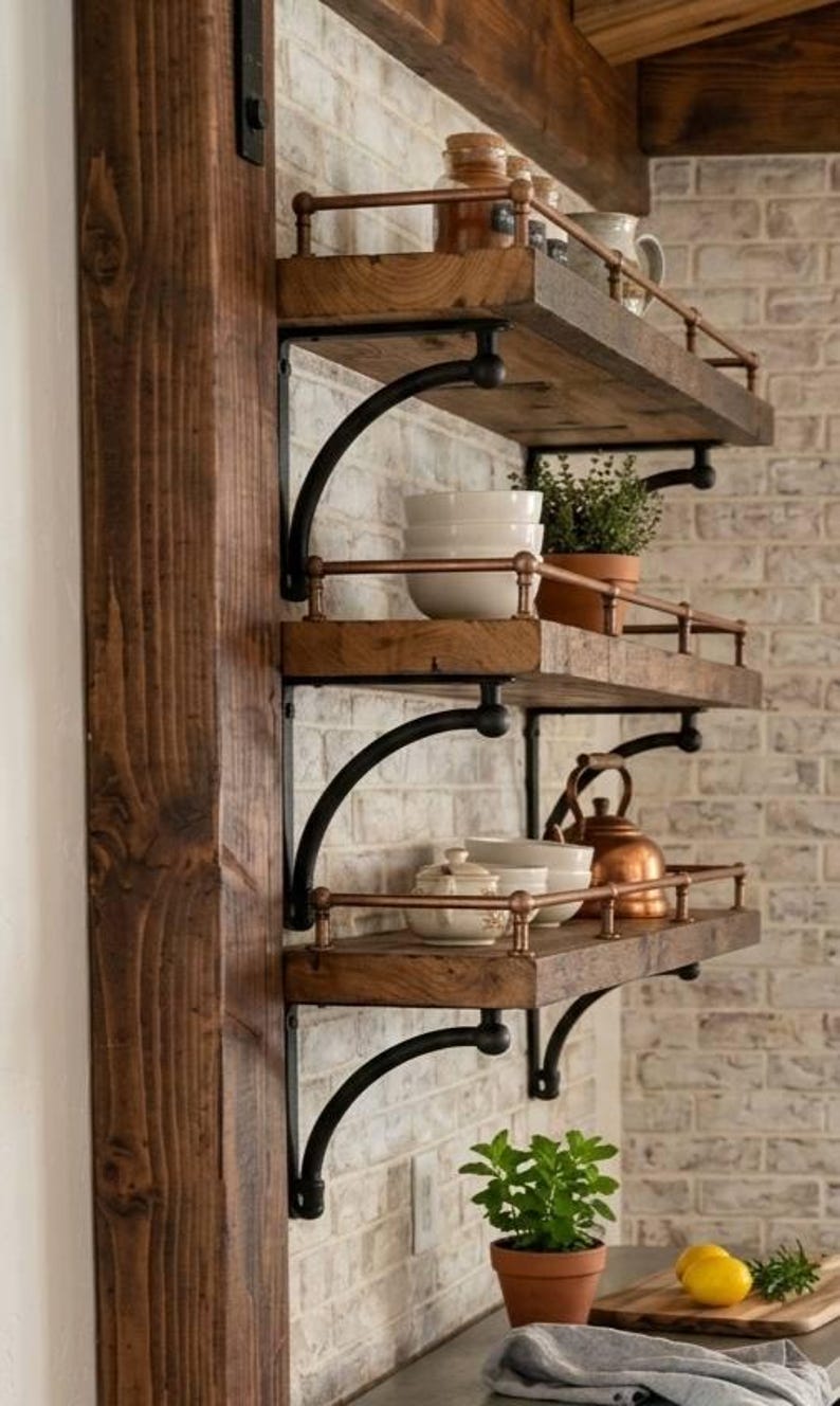 Solid Copper Gallery Rail Handmade Shelf Guard Rail for Kitchen ...