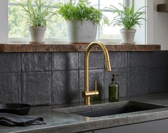 Grifo de cocina de latón macizo sin lacar – Grifo con rociador extraíble – Grifo de fregadero de latón vintage – Mezclador de cocina monomando de latón hecho a mano