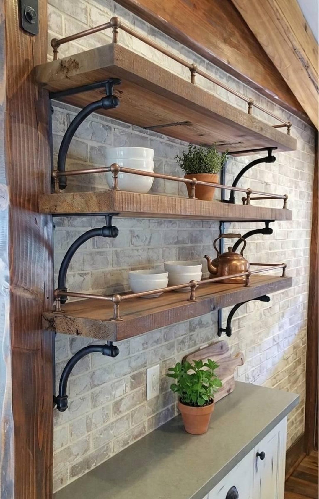 Solid Copper Gallery Rail Handmade Shelf Guard Rail for Kitchen ...