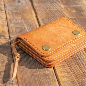 Cartera de camionero mini Cartera de motociclista Pueblo Cartera de camionero hecha a mano de cuero vegetal curtido natural