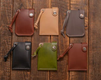 Leather Card Holder - Minimalist Mini Wallet