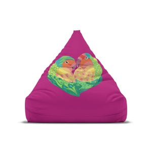 Bean Bag Chair Cover, Peachface Lovebirds on Hot Pink Design
