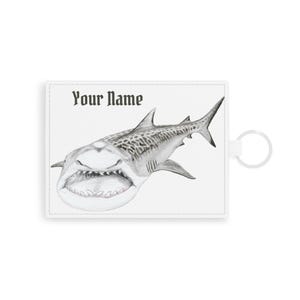 Tiger Shark Saffiano Leather Business Card Holder, Personalizable