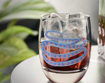 Vaso de whisky con diseño de serpiente de liga de flancos rojos de California
