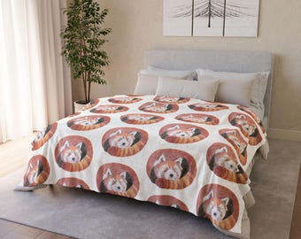 Red Panda Soft Polyester Blanket