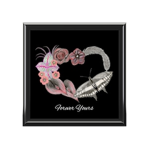 Gothic Floral Heart Customizable Jewelry Box, Personalizable
