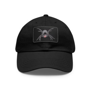 Hat with Leather Patch, Funnel Web Spider Design