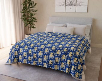 Blue-Ringed Octopus Design Soft Polyester Blanket