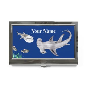 Business Card Holder, Shark Design, Personalizable