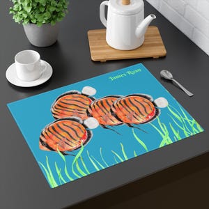 Blue Placemat, 1pc, Discus Fish Design, Personalized